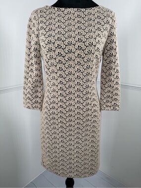 Diane von Furstenberg Sarita Acorn Lace Sheath Dress Beige Black Size 2